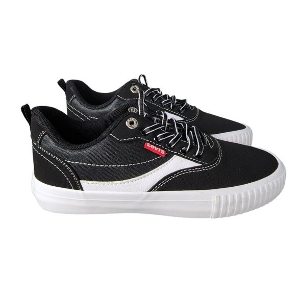 Youth  Boys Levis Black Casual Canvas Sz 4 Low-top Sneaker Shoes - Picture 1 of 12